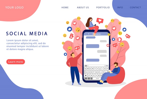 Sozialen Medien. Soziales Netzwerk. Social Marketing. Landing Page. Moderne Webseiten für Websites.