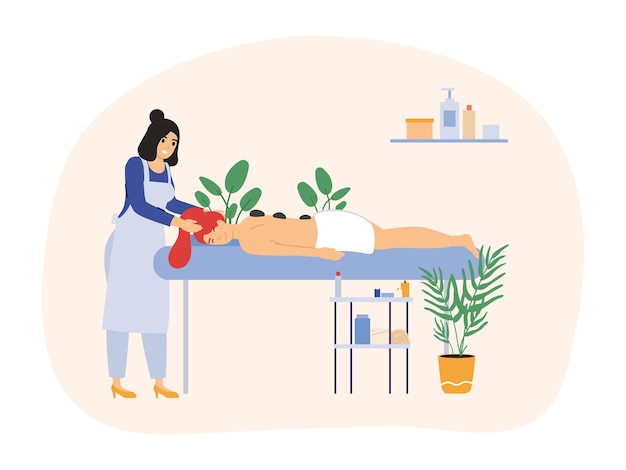 Spa-Beauty-Wellness-Massage-Salon-Verfahren Kunden, die zu Wellness- und Schönheitsbehandlungen kommen Arbeiter, die Pediküre machen