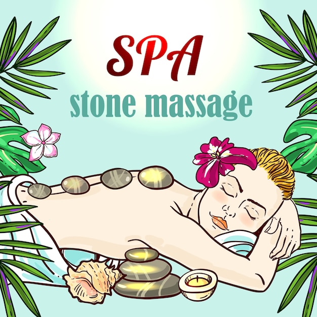 Vektor spa-frau bekommt entspannende spa-massage