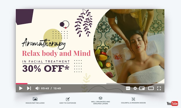 Vektor spa und schönheitssalon youtube thumbnail template vector premium