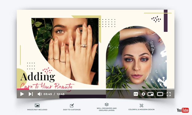 Spa und schönheitssalon youtube thumbnail template vector premium