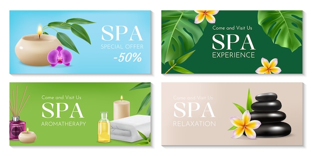 Spa- und Wellness-Kartensatz mit realistischen Funktionen