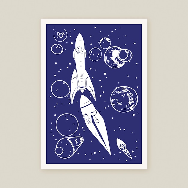 Space Explorer Kosmos Exploration Rocketship Spaceship Illustration Universe Posterdruck