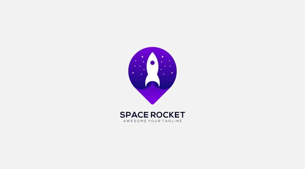 Space rocket-logo-design mit der raketensymbol-vektorillustration