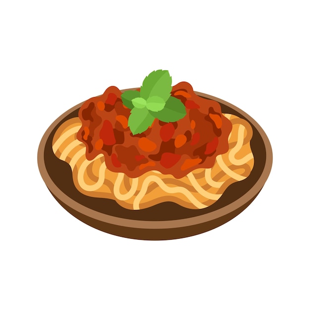 Spaghetti-bolognese-nudeln mit fleisch-tomatensauce-vektorillustration