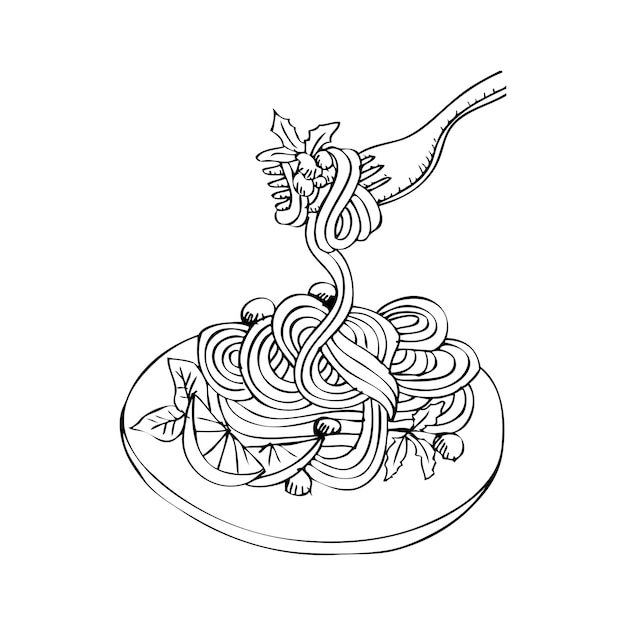 Spaghetti im doodle-stil