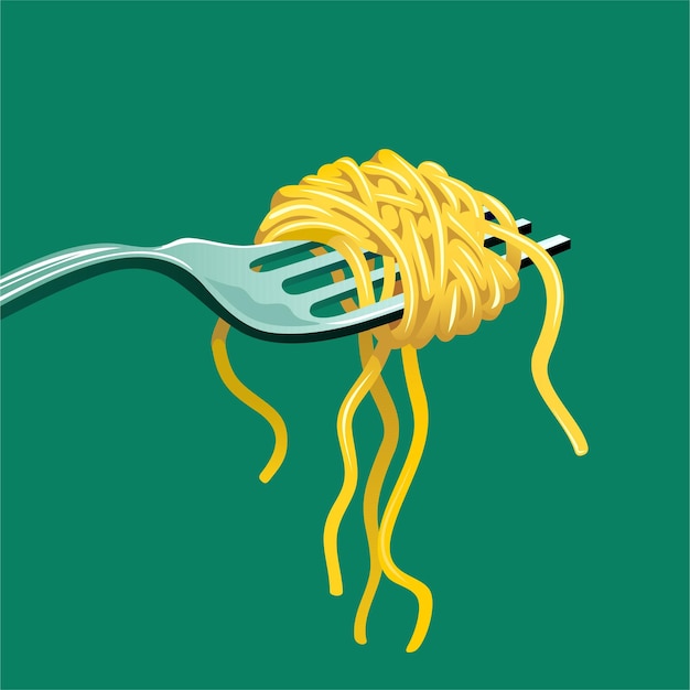 Vektor spaghetti-pasta auf der gabel