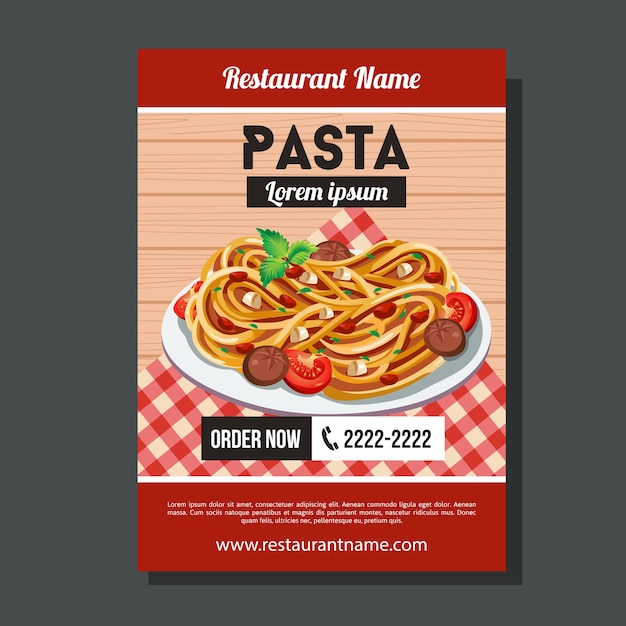 Vektor spaghetti pasta poster vorlage