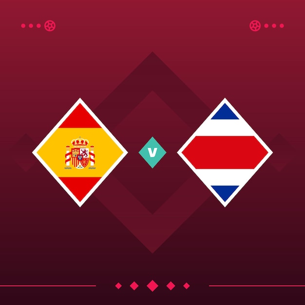 Spanien costa rica weltfußball 2022 spiel versus auf roter hintergrundvektorillustration