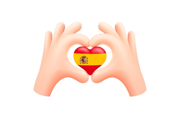 Spanien-flagge in form von handherz nationalflaggenkonzept vektor