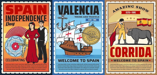 Vektor spanien geschichte reisen und kultur