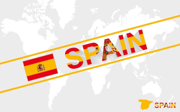 Spanien-kartenflagge und textillustration