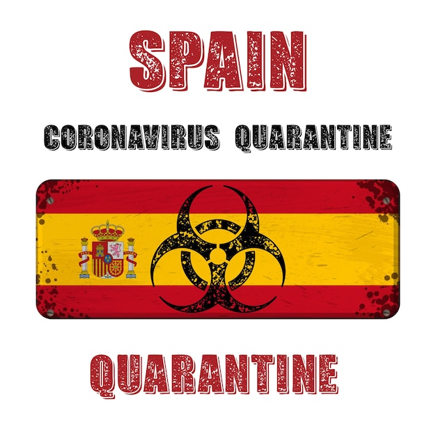 Spanien-quarantäne-grunge-flag-typenschild