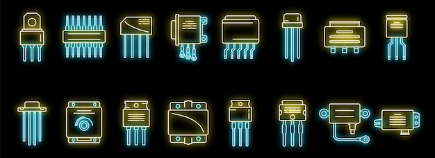 Spannungsreglersymbole setzen Vektor-Neon