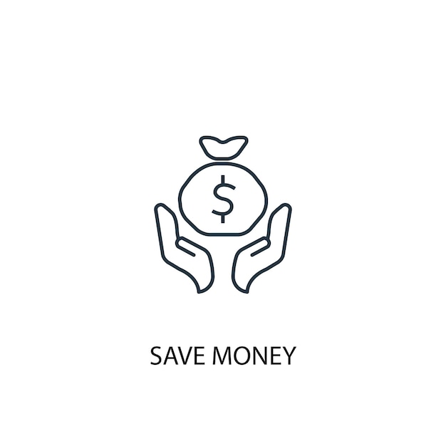 Sparen sie geld konzept symbol leitung. einfache elementabbildung. sparen sie geld konzept umriss symbol design. kann für web- und mobile ui/ux verwendet werden