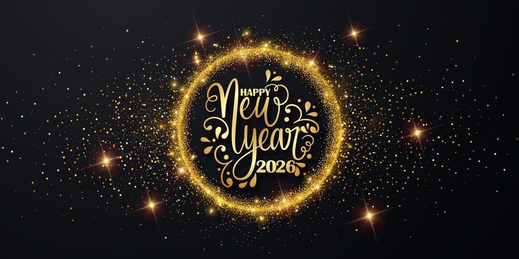 Vektor sparkling happy new year 2026 gold glitter-design für das neue jahr