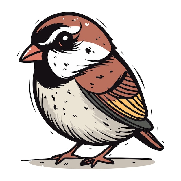 Vektor sparrow vector-illustration eines vogels auf weißem hintergrund