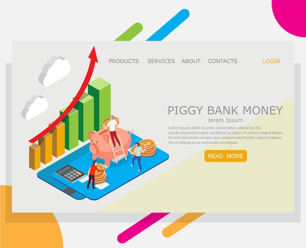 Sparschwein geld website landing page design-vorlage