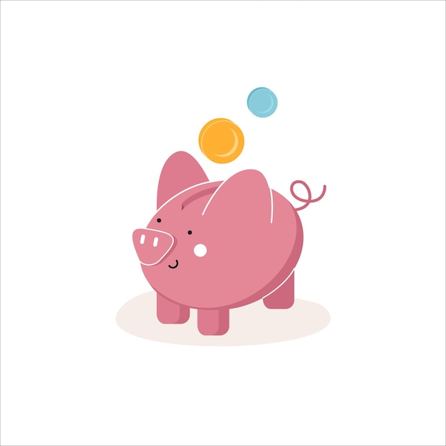 Vektor sparschwein mit einem münzspar- oder sparsymbol investment sparschwein-symbol auf hintergrund isoliert