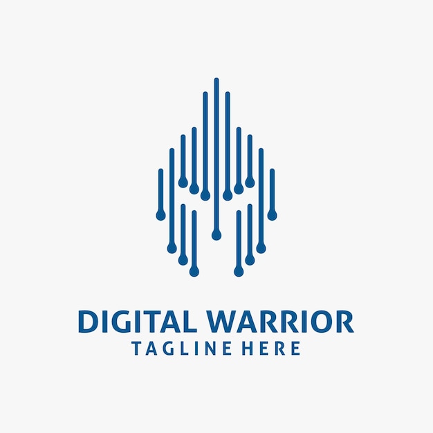 Vektor spartanische und technische elemente für das logo-design des digitalen kriegers