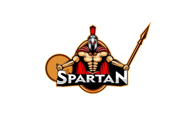 Vektor spartanischer krieger mit speerwaffe und schild-esport-logo