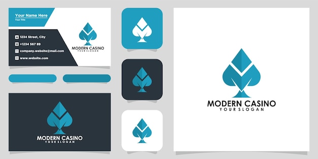 Vektor spaten poker card symbol vektor logo template illustration design. logodesign und visitenkarte