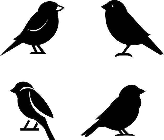 Spatz, Vektorsilhouette, Illustration, schwarze Farbe 3