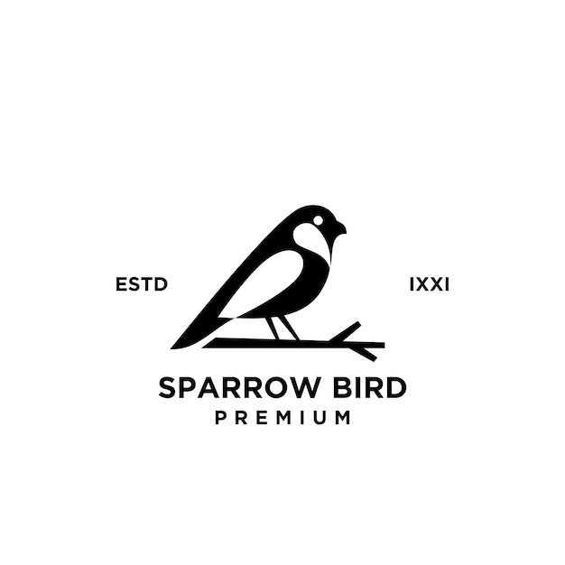 Spatz Vogel Logo Hipster Vintage Retro-Vektorlinie Shilouette
