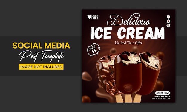 Special Delicious Ice Cream Social Media und Instagram-Banner-Design-Vorlage