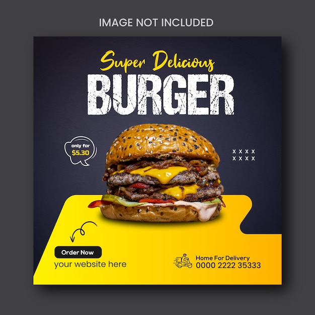 Special Food Delicious Burger Social Media Promotion und Instagram Banner Post Design
