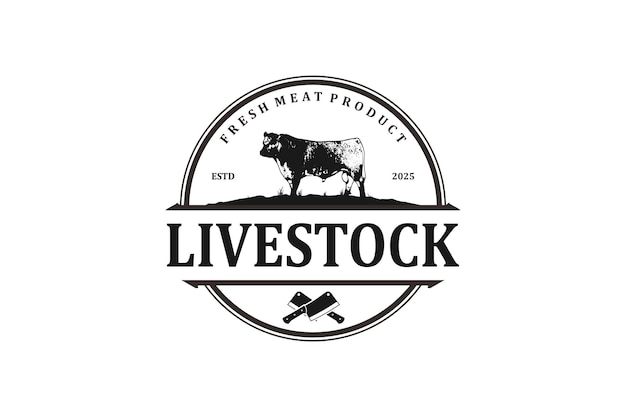 Vektor speckle park kuhfarm fleischladen logo kuhfarm design angus design rindersteak proteinnahrung