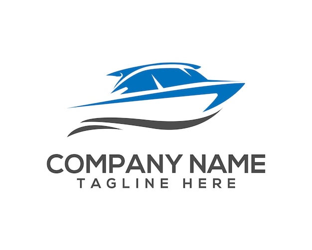 Speed Boat Logo Boot Vektor Logo Design Vorlage Boot mit Wellen Vektor Illustration