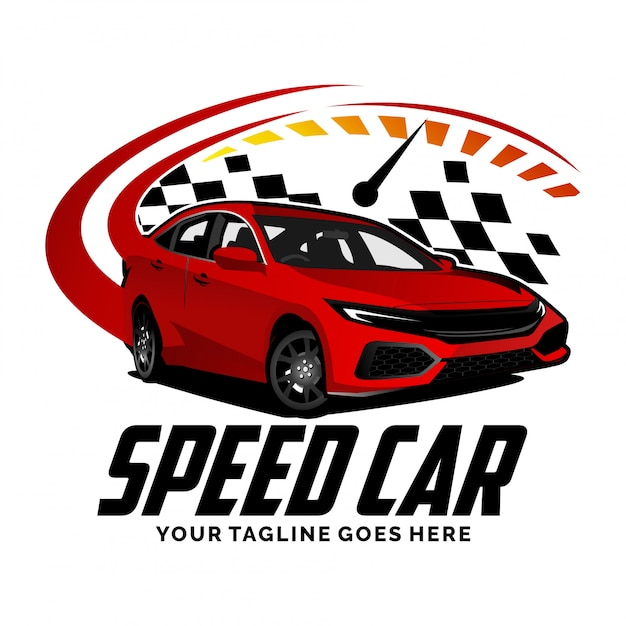 Speed car mit tacho-logo-design-inspiration