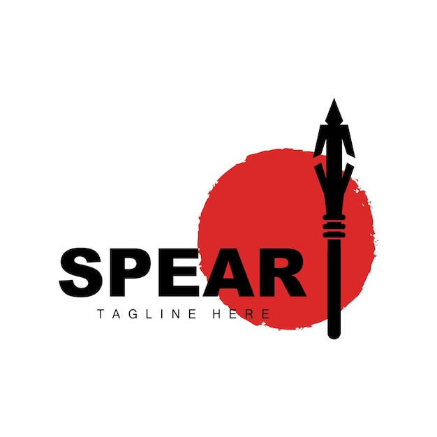 Vektor speer-logo long range throwing weapon target icon design produkt- und firmenmarke icon illustration