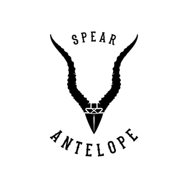Speerkopf und Antilopenhorngeweih Hirsch für die Jagd Vintage Logo Design