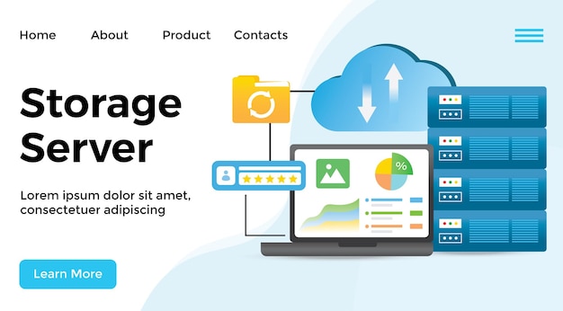 Speicher-server und cloud-uploading einer datei und daten-synchronisierung konzept-illustration