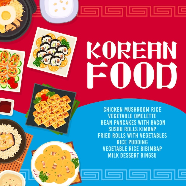 Speisekarte der koreanischen küche cuisine