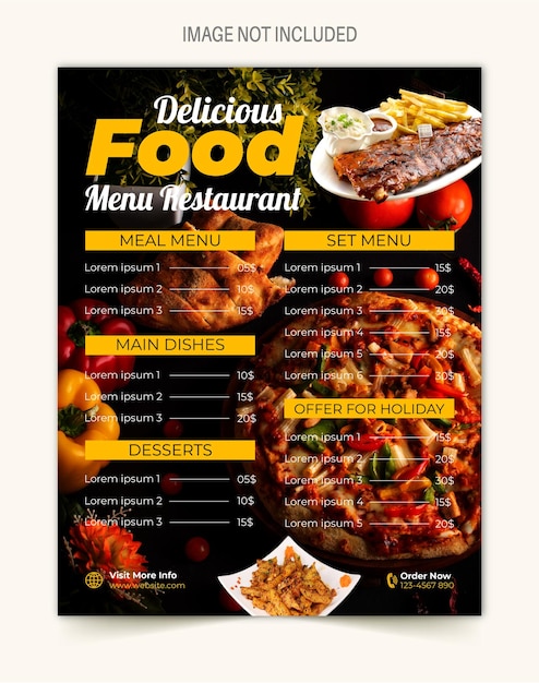 Speisekarte restaurant flyer und poster druckfertige banner-poster-design-vorlage