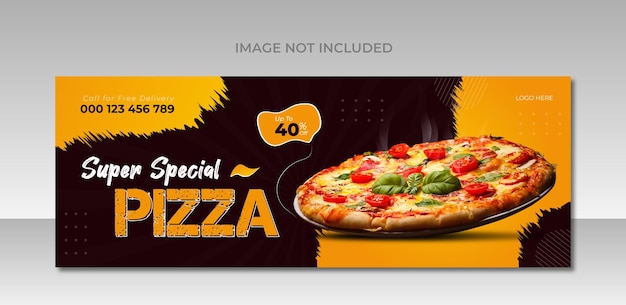 Vektor speisekarte und leckere pizza facebook-cover-banner-vorlage oder web-banner