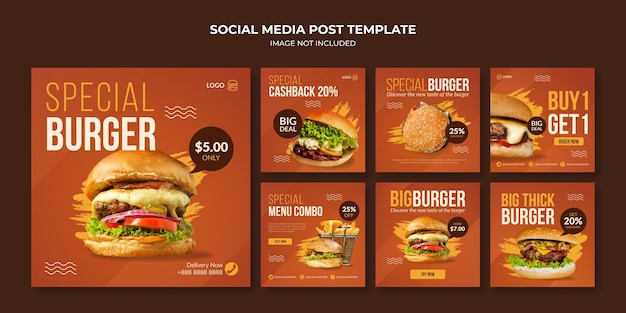 Spezielle burger social media instagram post vorlage