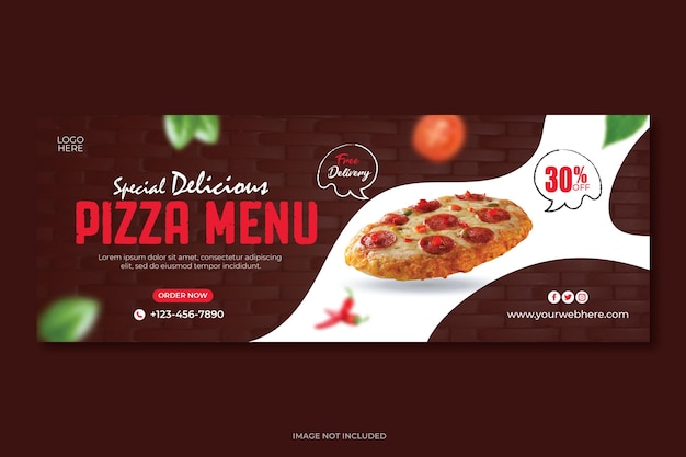 Spezielle köstliche pizza-menü- und restaurant-facebook-cover-vorlage