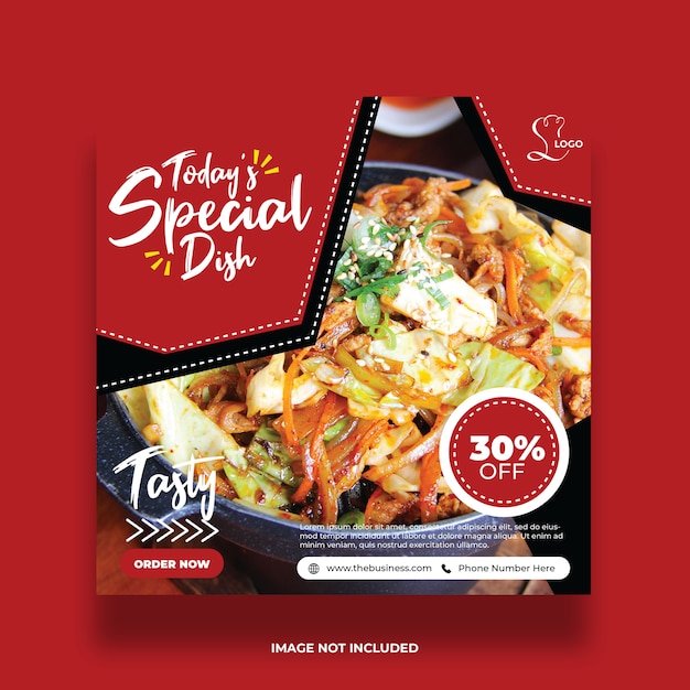 Spezielle speisekarte rot bieten spezielle food social media promotion banner