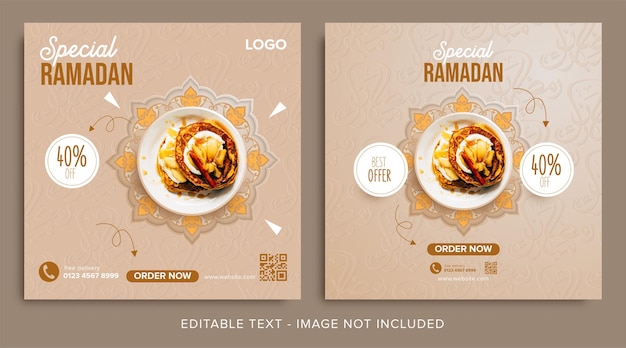 Vektor spezieller social-media-post für werbebanner für ramadan-lebensmittel