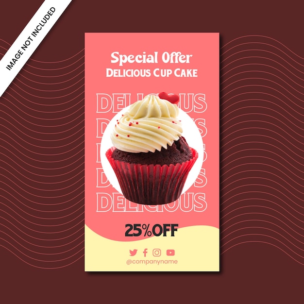 Spezielles angebot cup cake instagram-geschichtsvorlage