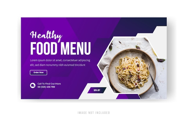 Spezielles Food-Banner und YouTube-Thumbnail-Design Premium-Vektor