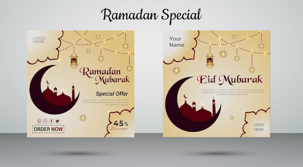 Vektor spezielles ramadan mubarak social media post design