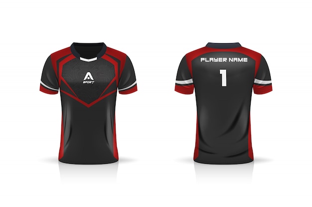 Vektor spezifikation fußball sport, esport gaming t-shirt jersey vorlage. uniform . illustration