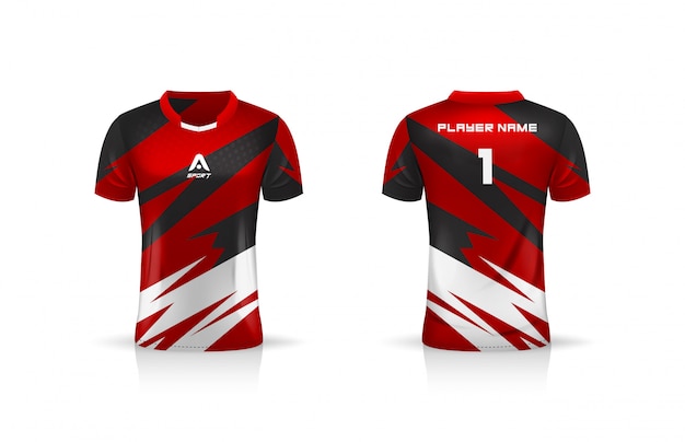 Spezifikation fußball sport, esport gaming t-shirt jersey vorlage. uniform .