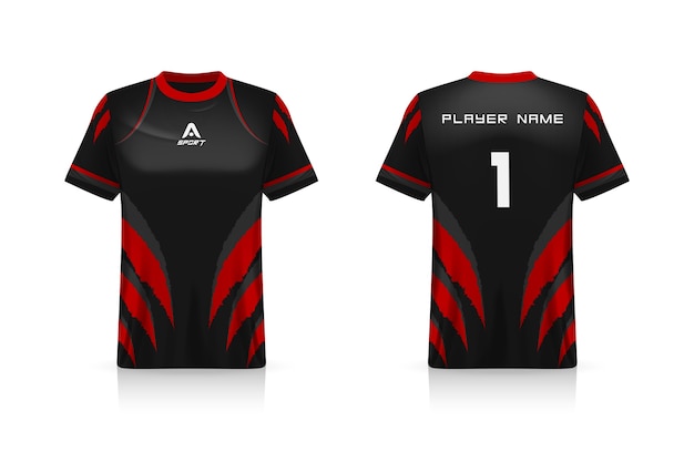 Vektor spezifikation fußball sport, esports gaming t-shirt jersey vorlage. uniform .