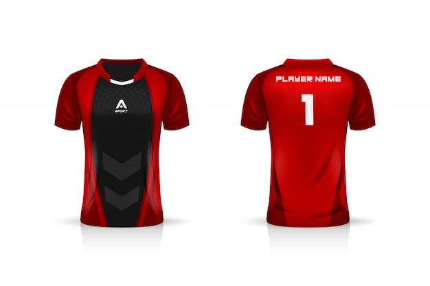 Vektor spezifikation fußball sport, esports gaming t-shirt trikot vorlage. uniform . illustrationsdesign